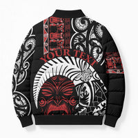 Honour The Treaty New Zealand Personalised Bomber Puffer Jacket Toitu Te Tiriti Indigenous Maori Face LT9 - Polynesian Pride