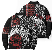 Honour The Treaty New Zealand Personalised Bomber Puffer Jacket Toitu Te Tiriti Indigenous Maori Face LT9 - Polynesian Pride