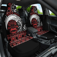 Honour The Treaty New Zealand Personalised Car Seat Cover Toitu Te Tiriti Indigenous Maori Face LT9 One Size Black - Polynesian Pride