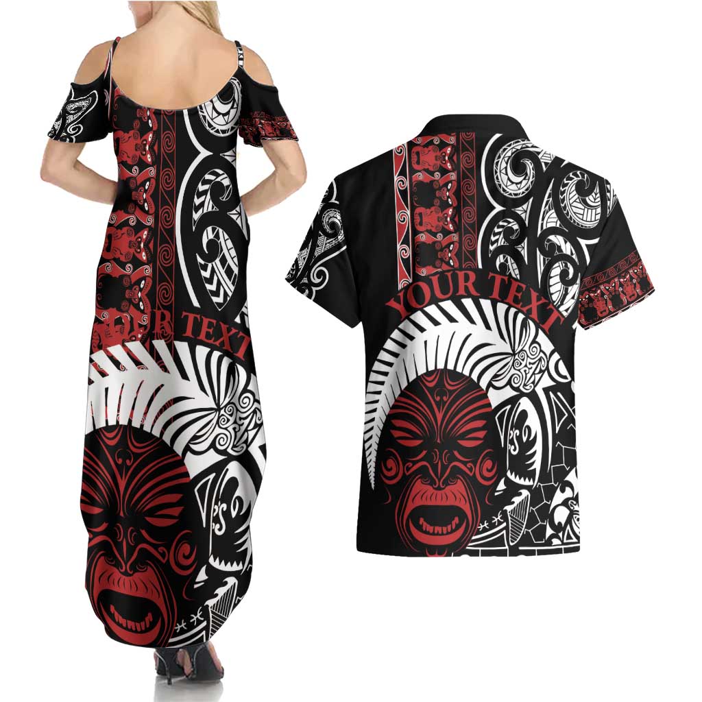 Honour The Treaty New Zealand Personalised Couples Matching Summer Maxi Dress and Hawaiian Shirt Toitu Te Tiriti Indigenous Maori Face LT9 - Polynesian Pride