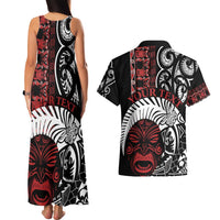 Honour The Treaty New Zealand Personalised Couples Matching Tank Maxi Dress and Hawaiian Shirt Toitu Te Tiriti Indigenous Maori Face LT9 - Polynesian Pride