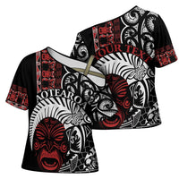 Honour The Treaty New Zealand Personalised Cross Shoulder Shirt Toitu Te Tiriti Indigenous Maori Face LT9 - Polynesian Pride