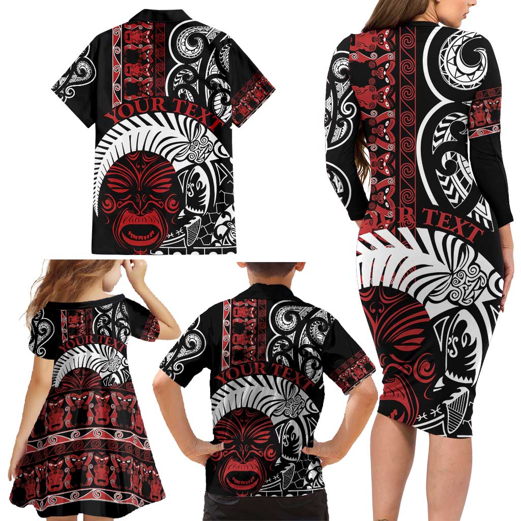 Honour The Treaty New Zealand Personalised Family Matching Long Sleeve Bodycon Dress and Hawaiian Shirt Toitu Te Tiriti Indigenous Maori Face LT9 - Polynesian Pride