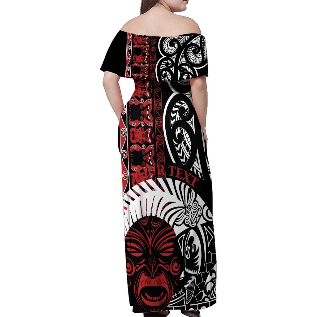 Honour The Treaty New Zealand Personalised Family Matching Off Shoulder Maxi Dress and Hawaiian Shirt Toitu Te Tiriti Indigenous Maori Face LT9 - Polynesian Pride