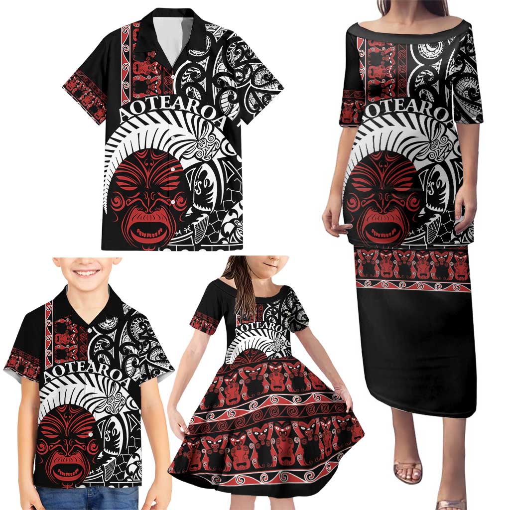 Honour The Treaty New Zealand Personalised Family Matching Puletasi and Hawaiian Shirt Toitu Te Tiriti Indigenous Maori Face LT9 - Polynesian Pride