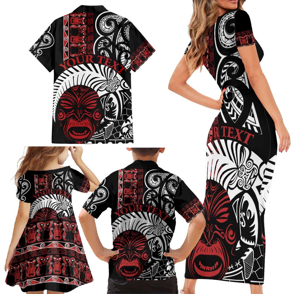 Honour The Treaty New Zealand Personalised Family Matching Short Sleeve Bodycon Dress and Hawaiian Shirt Toitu Te Tiriti Indigenous Maori Face LT9 - Polynesian Pride