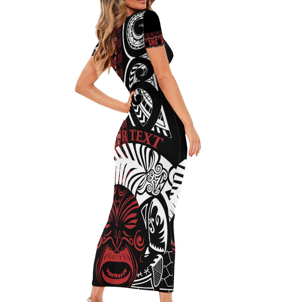 Honour The Treaty New Zealand Personalised Family Matching Short Sleeve Bodycon Dress and Hawaiian Shirt Toitu Te Tiriti Indigenous Maori Face LT9 - Polynesian Pride