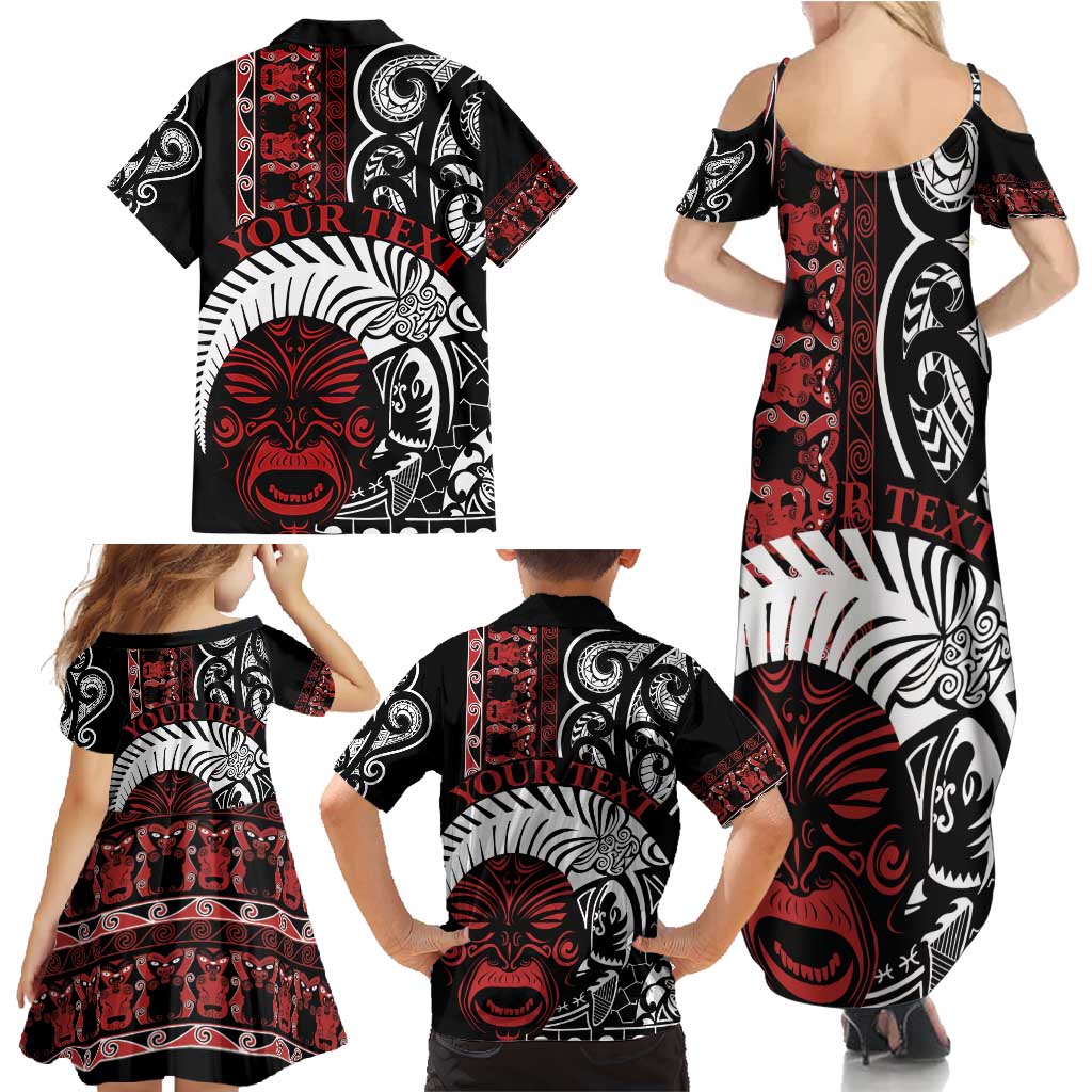 Honour The Treaty New Zealand Personalised Family Matching Summer Maxi Dress and Hawaiian Shirt Toitu Te Tiriti Indigenous Maori Face LT9 - Polynesian Pride