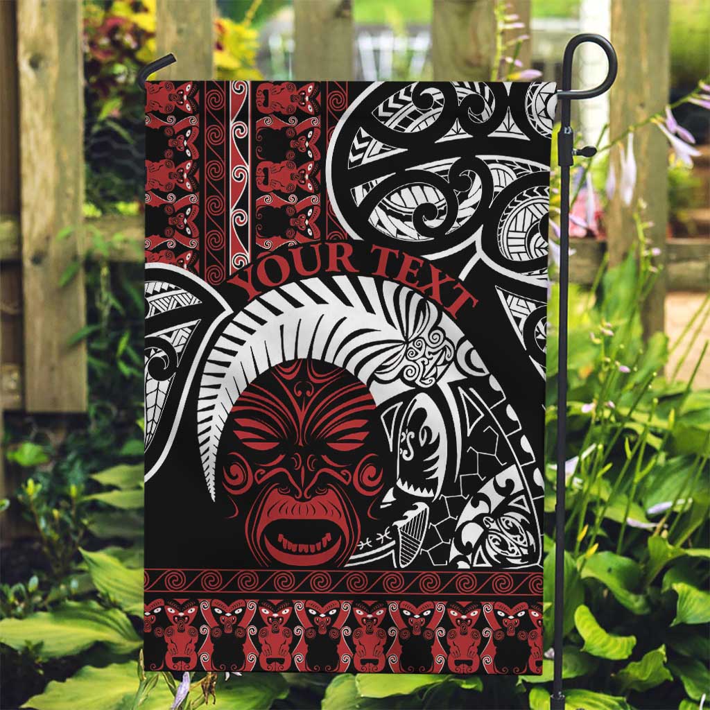 Honour The Treaty New Zealand Personalised Garden Flag Toitu Te Tiriti Indigenous Maori Face LT9 Garden Flag Black - Polynesian Pride