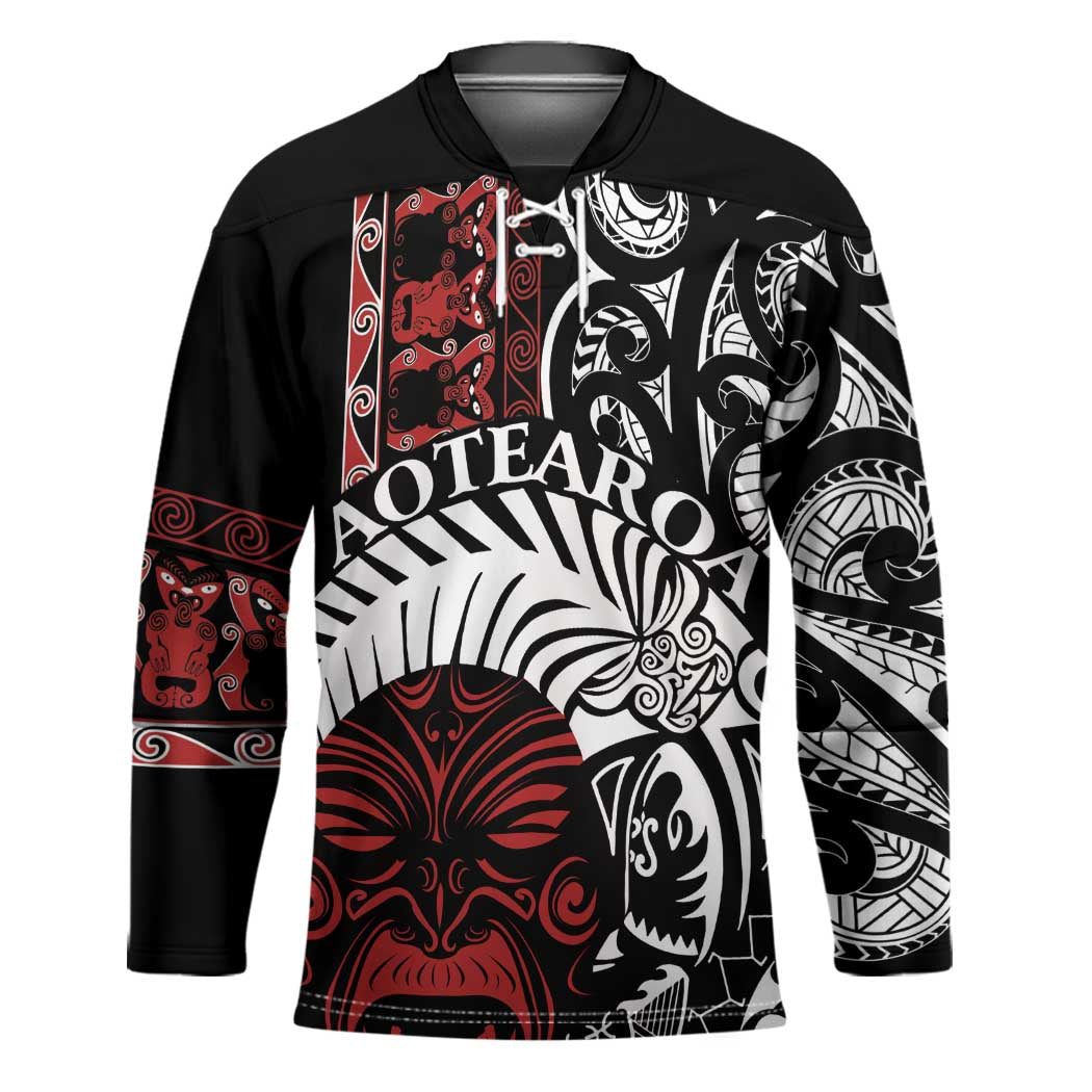 Honour The Treaty New Zealand Personalised Hockey Jersey Toitu Te Tiriti Indigenous Maori Face LT9 Unisex Red - Polynesian Pride