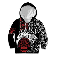 Honour The Treaty New Zealand Personalised Kid Hoodie Toitu Te Tiriti Indigenous Maori Face LT9 Hoodie Black - Polynesian Pride