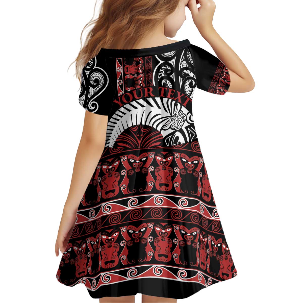 Honour The Treaty New Zealand Personalised Kid Short Sleeve Dress Toitu Te Tiriti Indigenous Maori Face LT9 - Polynesian Pride