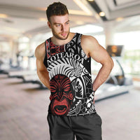 Honour The Treaty New Zealand Personalised Men Tank Top Toitu Te Tiriti Indigenous Maori Face LT9 Black - Polynesian Pride