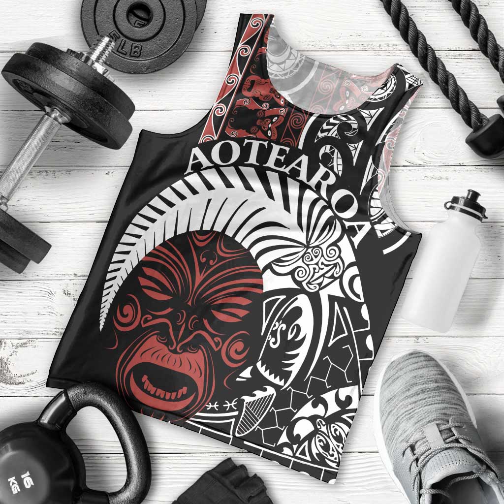 Honour The Treaty New Zealand Personalised Men Tank Top Toitu Te Tiriti Indigenous Maori Face LT9 - Polynesian Pride