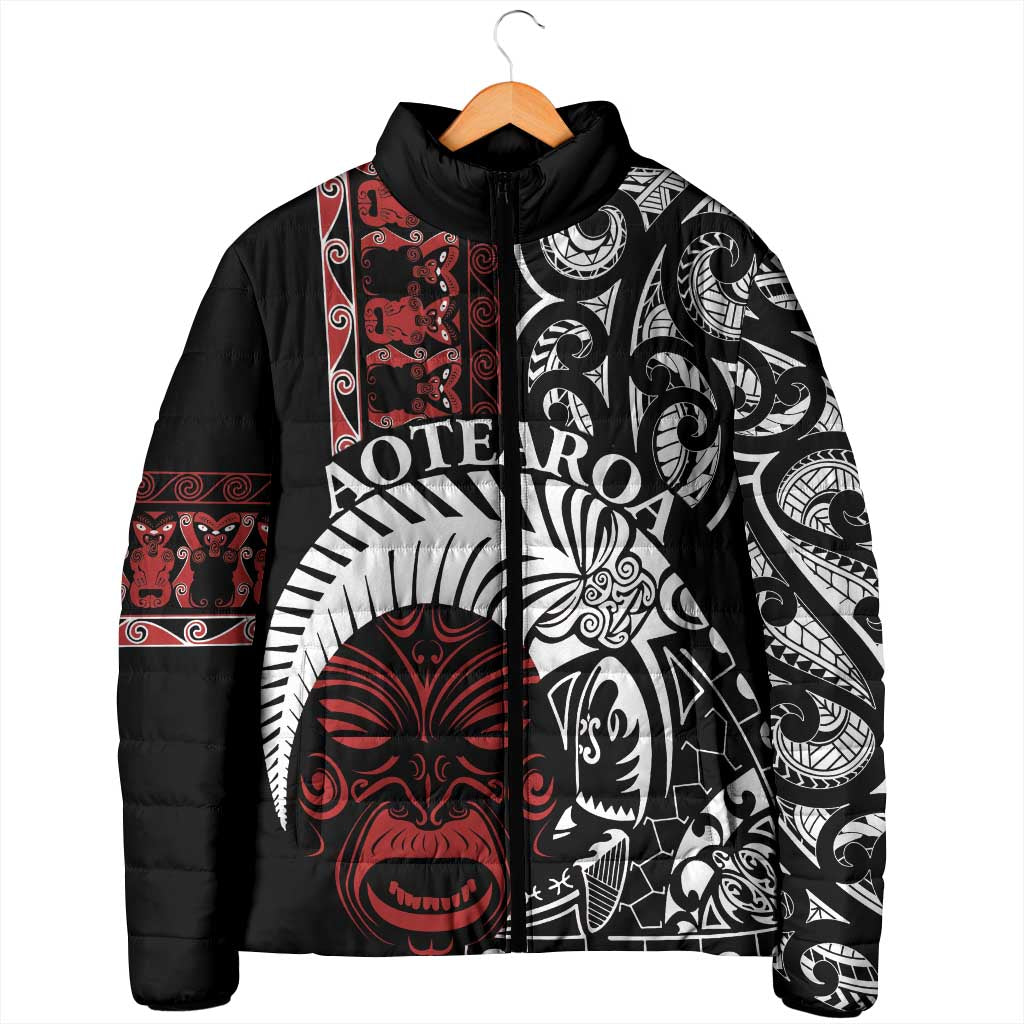 Honour The Treaty New Zealand Personalised Padded Jacket Toitu Te Tiriti Indigenous Maori Face LT9 - Polynesian Pride