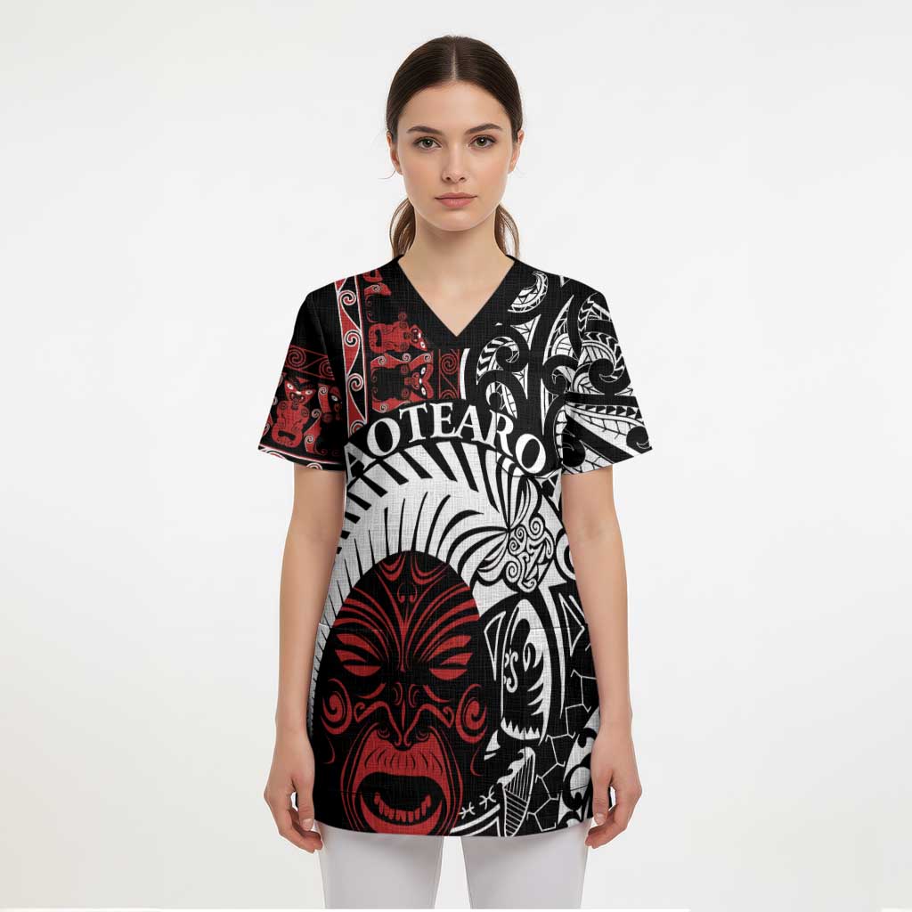 Honour The Treaty New Zealand Personalised Scrub Top Toitu Te Tiriti Indigenous Maori Face LT9 - Polynesian Pride