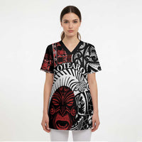 Honour The Treaty New Zealand Personalised Scrub Top Toitu Te Tiriti Indigenous Maori Face LT9 - Polynesian Pride