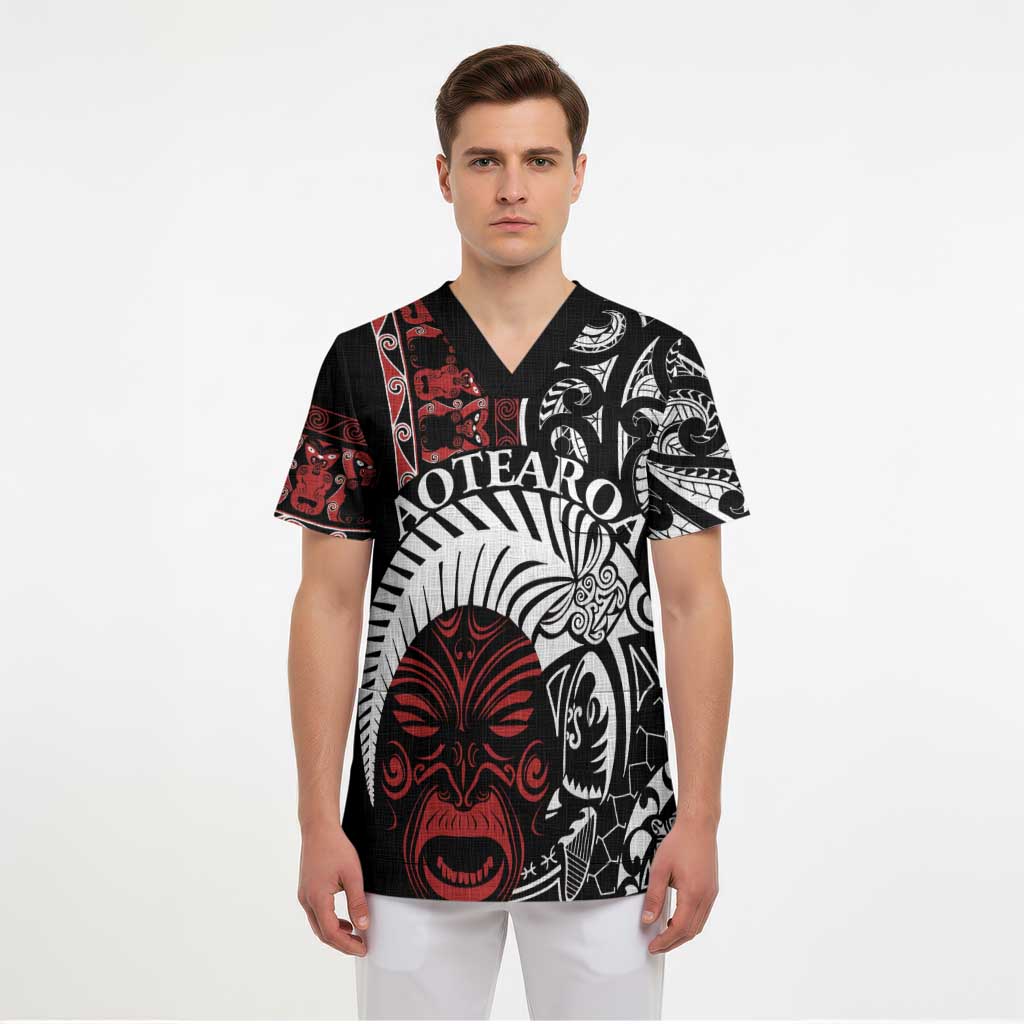 Honour The Treaty New Zealand Personalised Scrub Top Toitu Te Tiriti Indigenous Maori Face LT9 - Polynesian Pride