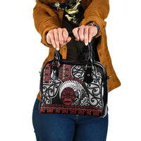 Honour The Treaty New Zealand Personalised Shoulder Handbag Toitu Te Tiriti Indigenous Maori Face LT9 One Size Black - Polynesian Pride