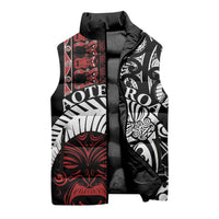 Honour The Treaty New Zealand Personalised Sleeveless Puffer Jacket Toitu Te Tiriti Indigenous Maori Face LT9 - Polynesian Pride