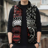 Honour The Treaty New Zealand Personalised Sleeveless Puffer Jacket Toitu Te Tiriti Indigenous Maori Face LT9 - Polynesian Pride