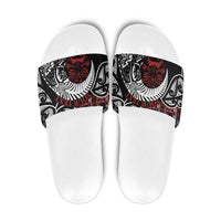 Honour The Treaty New Zealand Personalised Slide Sandals Toitu Te Tiriti Indigenous Maori Face LT9 Red - Polynesian Pride
