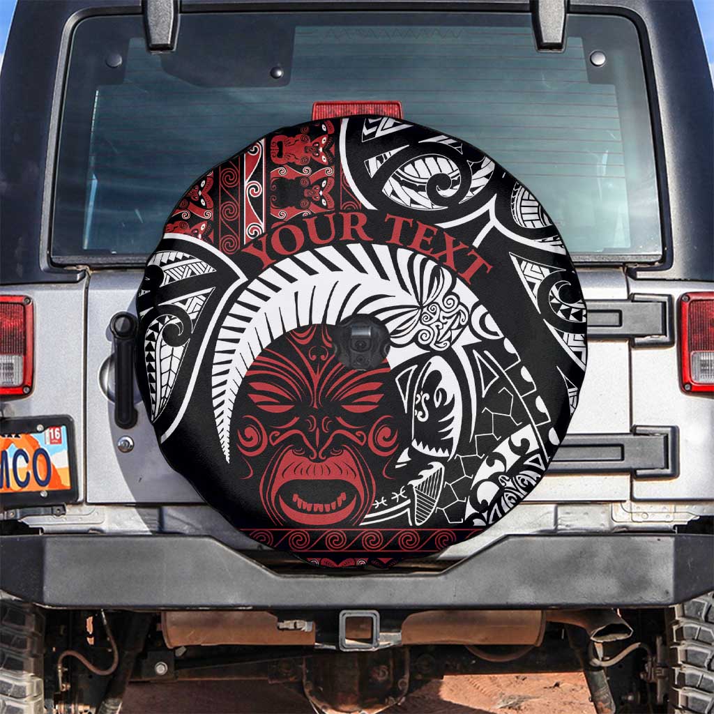 Honour The Treaty New Zealand Personalised Spare Tire Cover Toitu Te Tiriti Indigenous Maori Face LT9 Black - Polynesian Pride