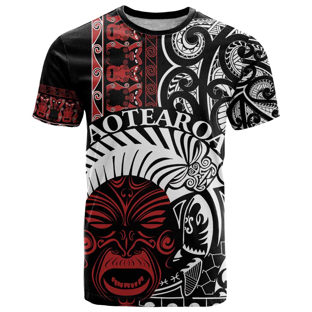 Honour The Treaty New Zealand Personalised T Shirt Toitu Te Tiriti Indigenous Maori Face LT9 Black - Polynesian Pride