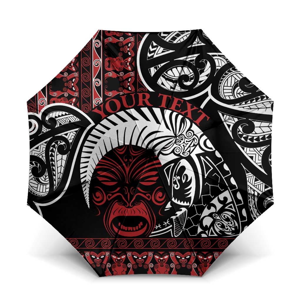 Honour The Treaty New Zealand Personalised Umbrella Toitu Te Tiriti Indigenous Maori Face LT9 One Size Folded 11.42 inch Opened Diameter 37.4 inch Red - Polynesian Pride