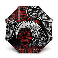 Honour The Treaty New Zealand Personalised Umbrella Toitu Te Tiriti Indigenous Maori Face LT9 One Size Folded 11.42 inch Opened Diameter 37.4 inch Red - Polynesian Pride