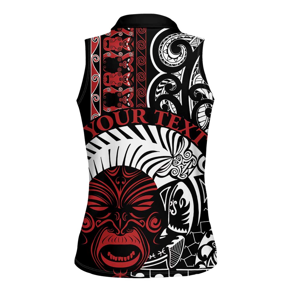 Honour The Treaty New Zealand Personalised Women Sleeveless Polo Shirt Toitu Te Tiriti Indigenous Maori Face LT9 - Polynesian Pride
