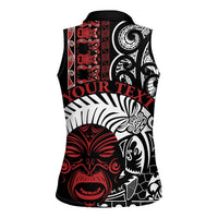 Honour The Treaty New Zealand Personalised Women Sleeveless Polo Shirt Toitu Te Tiriti Indigenous Maori Face LT9 - Polynesian Pride