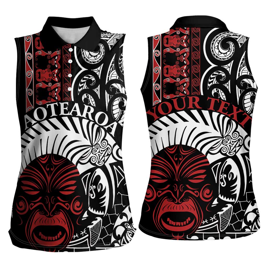 Honour The Treaty New Zealand Personalised Women Sleeveless Polo Shirt Toitu Te Tiriti Indigenous Maori Face LT9 - Polynesian Pride