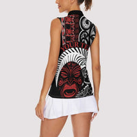Honour The Treaty New Zealand Personalised Women Sleeveless Polo Shirt Toitu Te Tiriti Indigenous Maori Face LT9 - Polynesian Pride