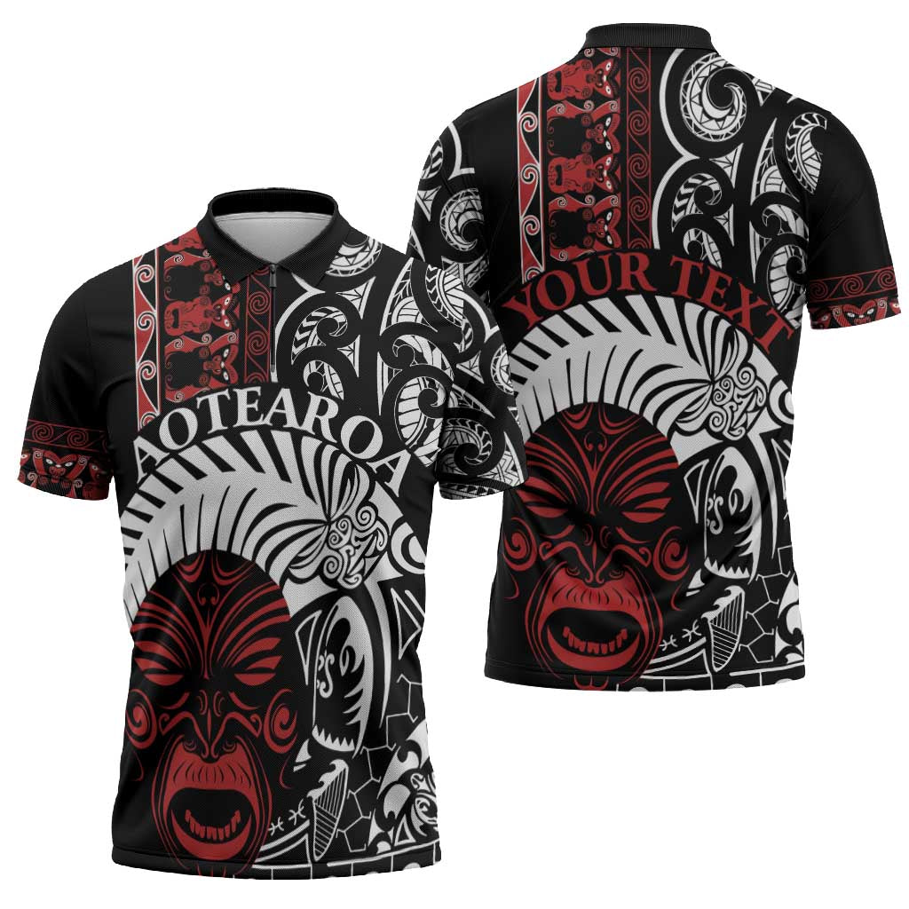 Honour The Treaty New Zealand Personalised Zipper Polo Shirt Toitu Te Tiriti Indigenous Maori Face LT9 - Polynesian Pride