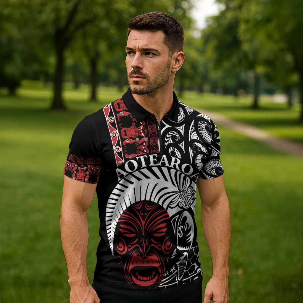 Honour The Treaty New Zealand Personalised Zipper Polo Shirt Toitu Te Tiriti Indigenous Maori Face LT9 - Polynesian Pride