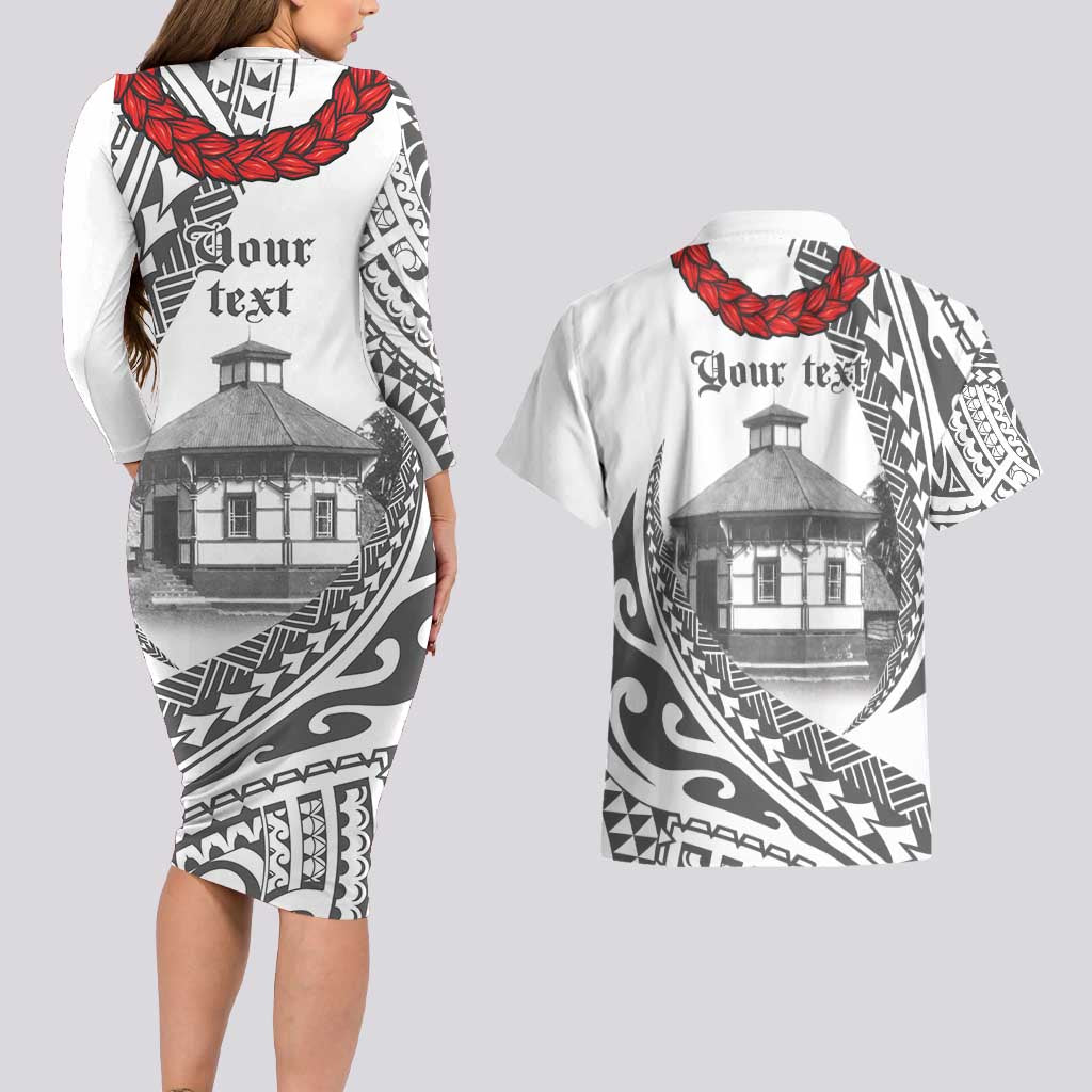 Samoa Mau Movement House Personalised Couples Matching Long Sleeve Bodycon Dress and Hawaiian Shirt Fa'a Samoa The Samoan Way LT9 - Polynesian Pride