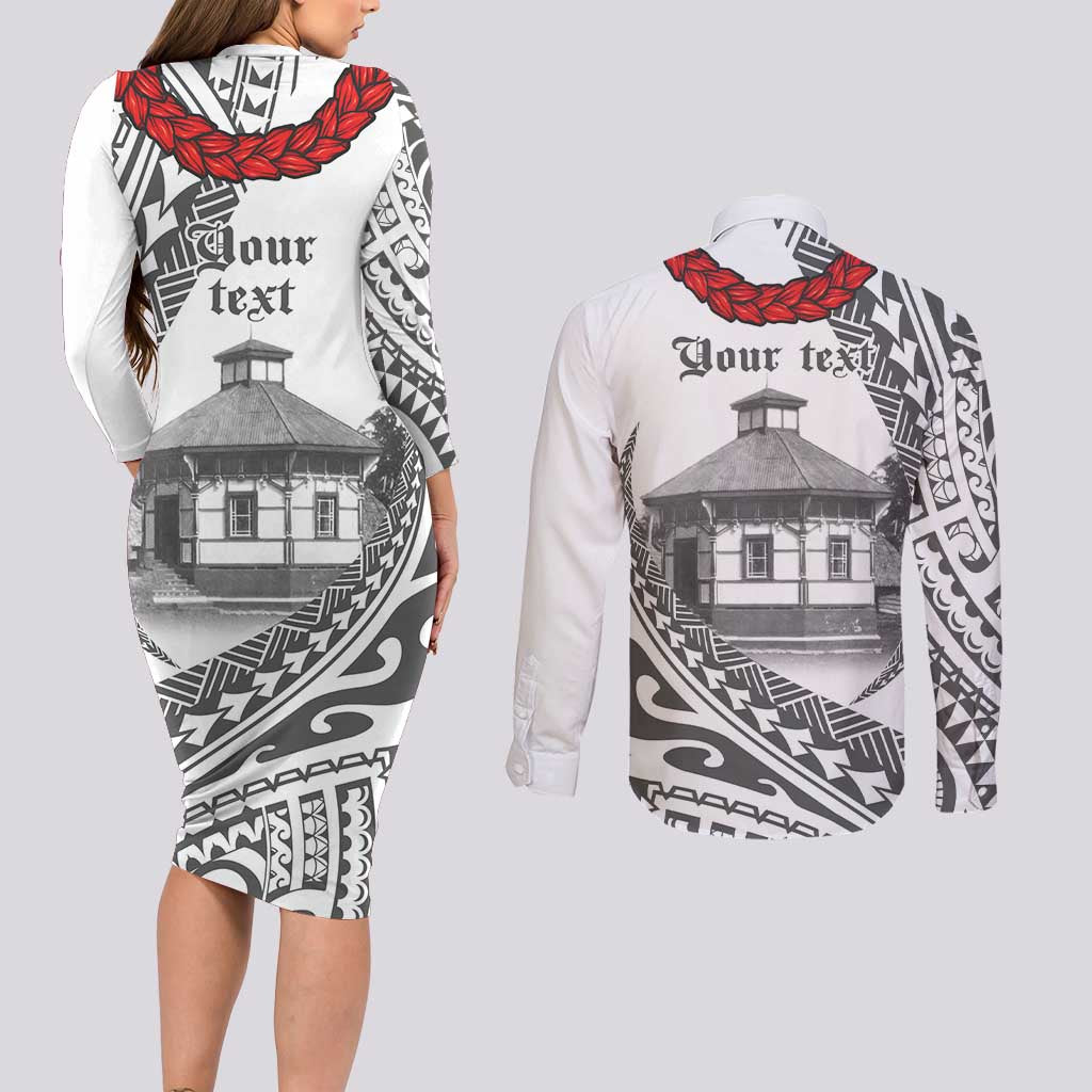 Samoa Mau Movement House Personalised Couples Matching Long Sleeve Bodycon Dress and Long Sleeve Button Shirt Fa'a Samoa The Samoan Way LT9 - Polynesian Pride