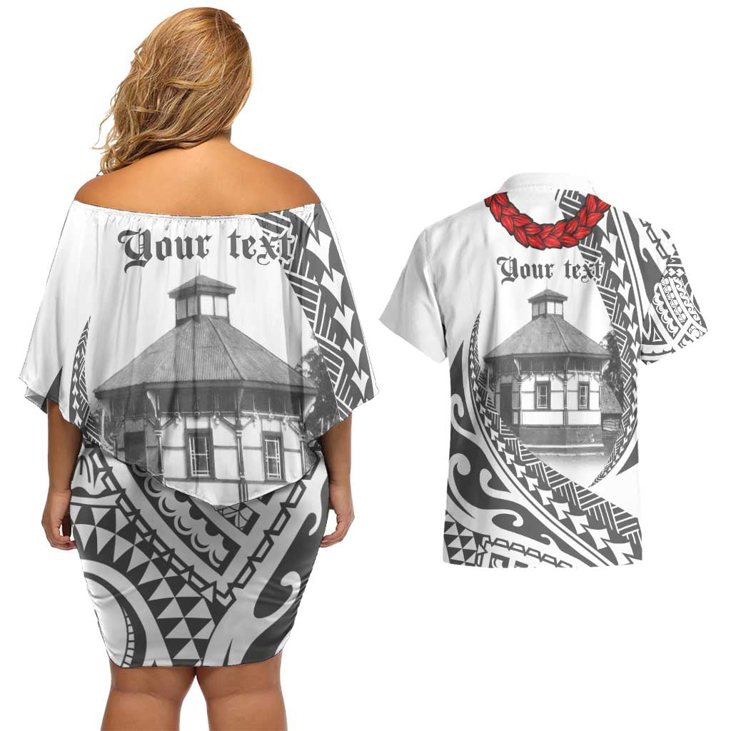 Samoa Mau Movement House Personalised Couples Matching Off Shoulder Short Dress and Hawaiian Shirt Fa'a Samoa The Samoan Way LT9 - Polynesian Pride