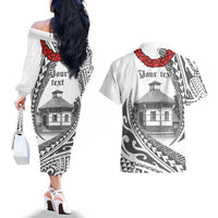 Samoa Mau Movement House Personalised Couples Matching Off The Shoulder Long Sleeve Dress and Hawaiian Shirt Fa'a Samoa The Samoan Way LT9 - Polynesian Pride