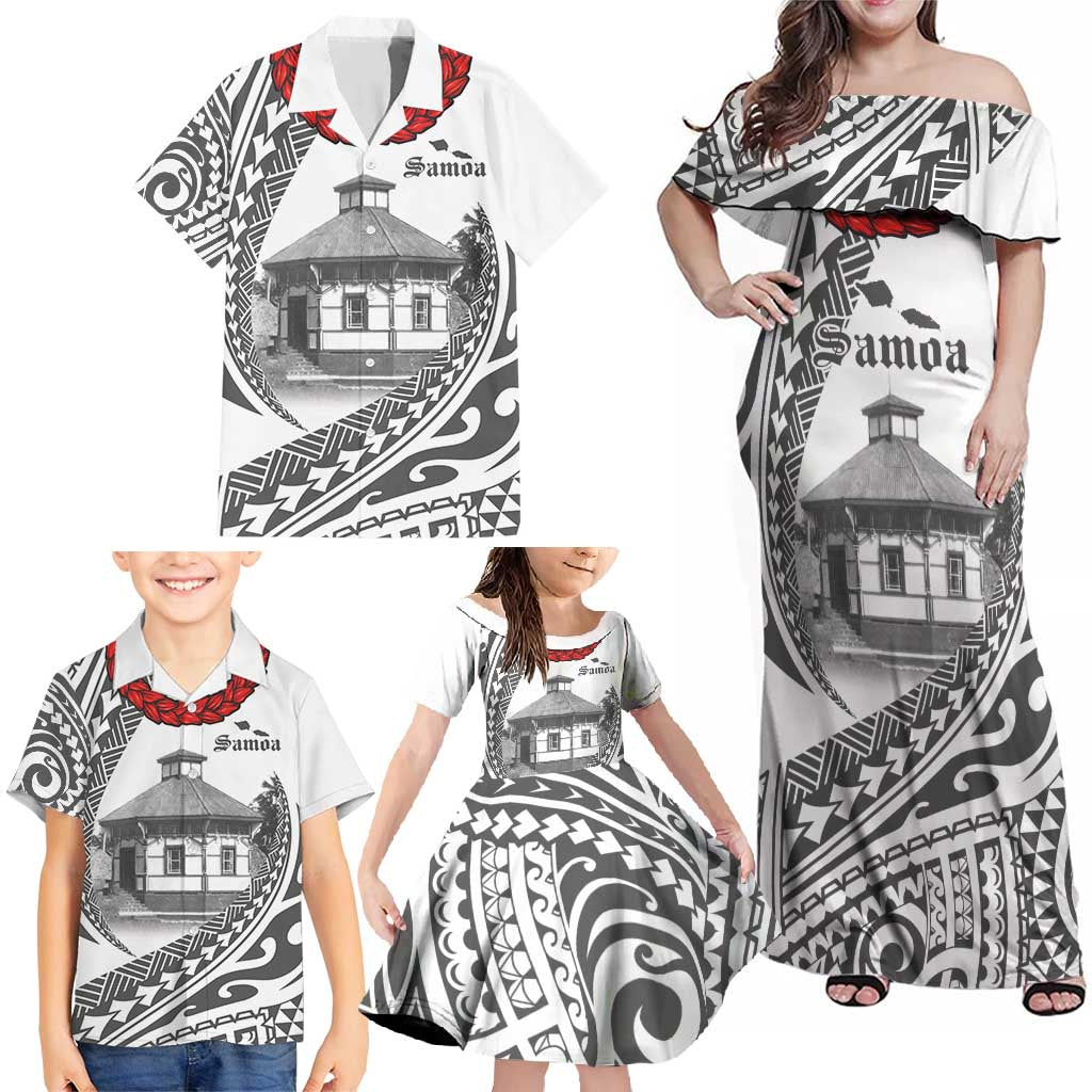 Samoa Mau Movement House Personalised Family Matching Off Shoulder Maxi Dress and Hawaiian Shirt Fa'a Samoa The Samoan Way LT9 - Polynesian Pride