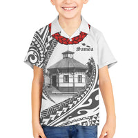 Samoa Mau Movement House Personalised Family Matching Off Shoulder Maxi Dress and Hawaiian Shirt Fa'a Samoa The Samoan Way LT9 Son's Shirt White - Polynesian Pride