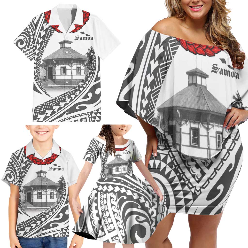 Samoa Mau Movement House Personalised Family Matching Off Shoulder Short Dress and Hawaiian Shirt Fa'a Samoa The Samoan Way LT9 - Polynesian Pride