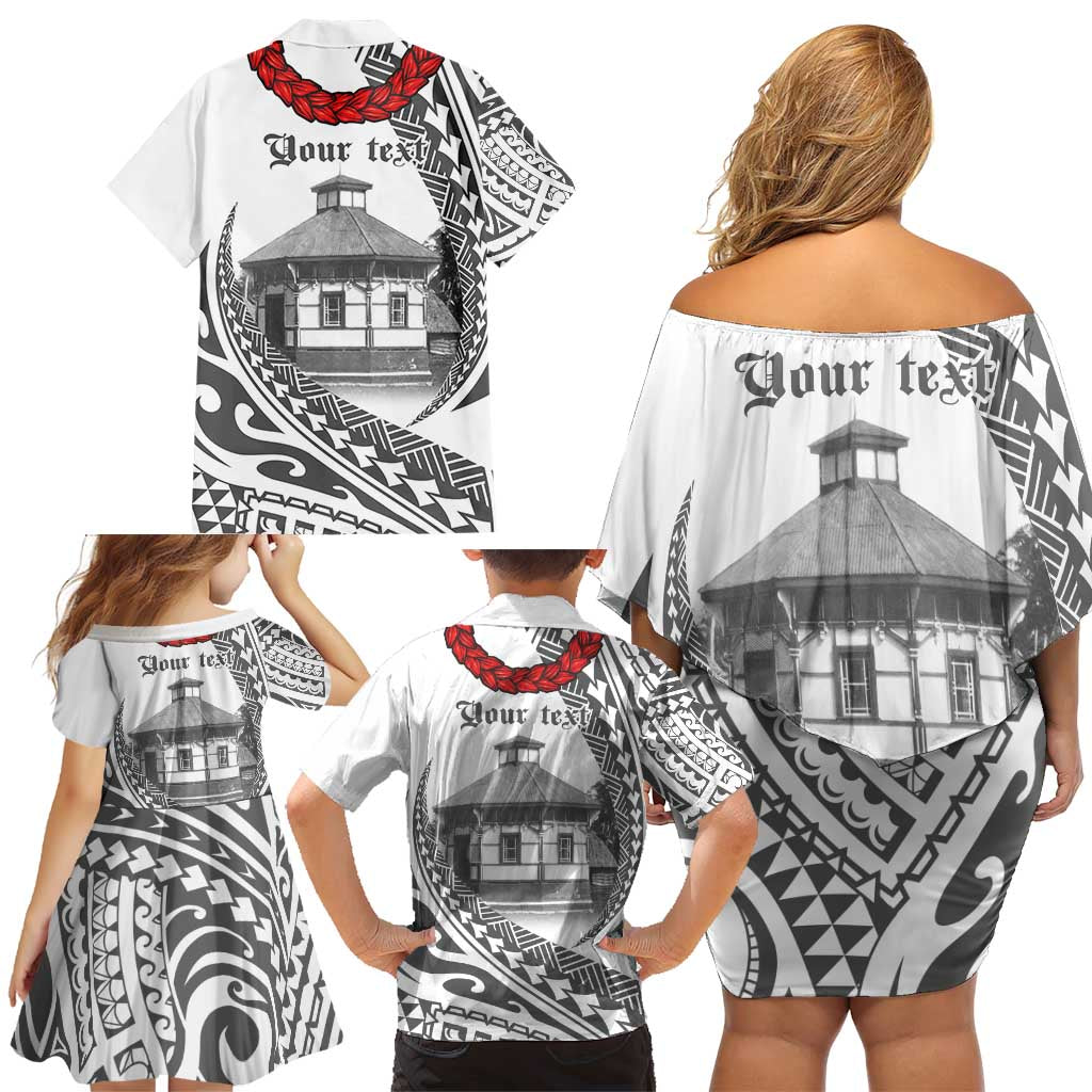 Samoa Mau Movement House Personalised Family Matching Off Shoulder Short Dress and Hawaiian Shirt Fa'a Samoa The Samoan Way LT9 - Polynesian Pride