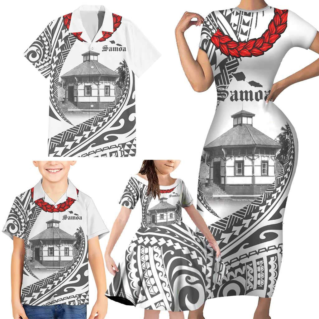 Samoa Mau Movement House Personalised Family Matching Short Sleeve Bodycon Dress and Hawaiian Shirt Fa'a Samoa The Samoan Way LT9 - Polynesian Pride
