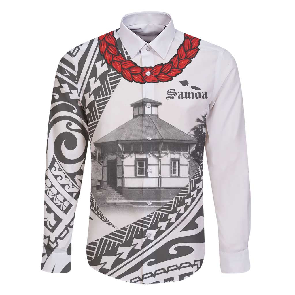 Samoa Mau Movement House Personalised Family Matching Short Sleeve Bodycon Dress and Hawaiian Shirt Fa'a Samoa The Samoan Way LT9 Dad's Shirt - Long Sleeve White - Polynesian Pride