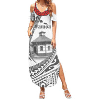 Samoa Mau Movement House Personalised Family Matching Summer Maxi Dress and Hawaiian Shirt Fa'a Samoa The Samoan Way LT9 Mom's Dress White - Polynesian Pride