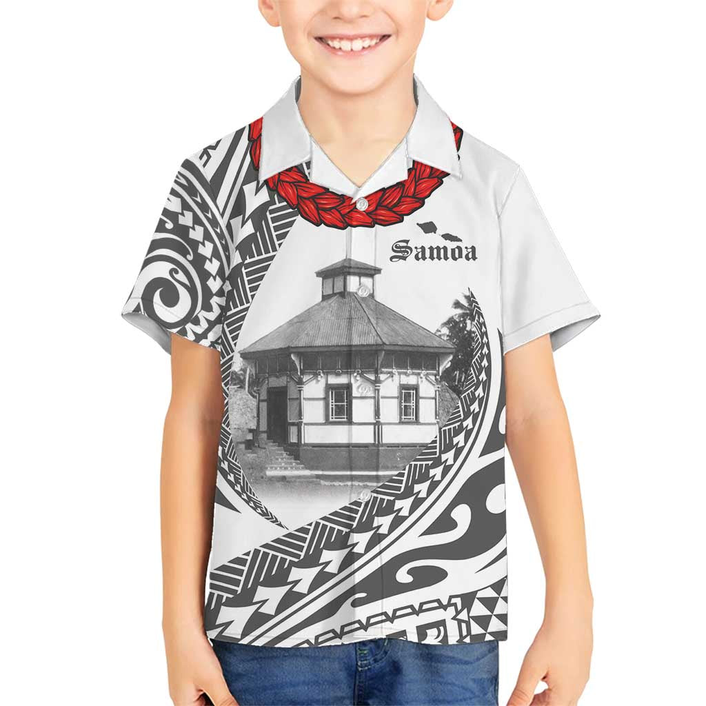 Samoa Mau Movement House Personalised Family Matching Summer Maxi Dress and Hawaiian Shirt Fa'a Samoa The Samoan Way LT9 Son's Shirt White - Polynesian Pride