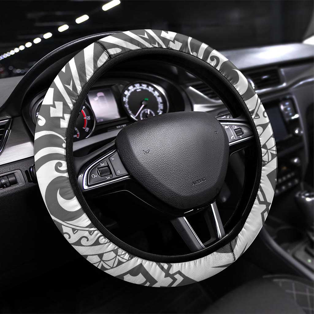 Samoa Mau Movement House Steering Wheel Cover Fa'a Samoa The Samoan Way LT9 Universal Fit White - Polynesian Pride