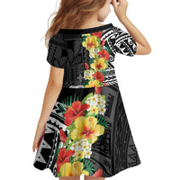 Samoa Tribal Hibiscus Flowers Family Matching Long Sleeve Bodycon Dress and Hawaiian Shirt LT9 - Polynesian Pride